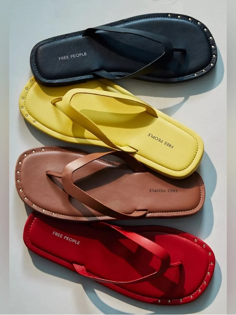 Free People Women's Lemon Studded Sona Leather Thong Sandals—8
